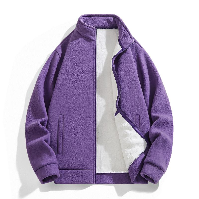 Autumn and Winter Europe and The United States Outdoor Sports Fleece Men's and Women's Hoodie with Fleece and Fleece Thick Fleece Couple Coat