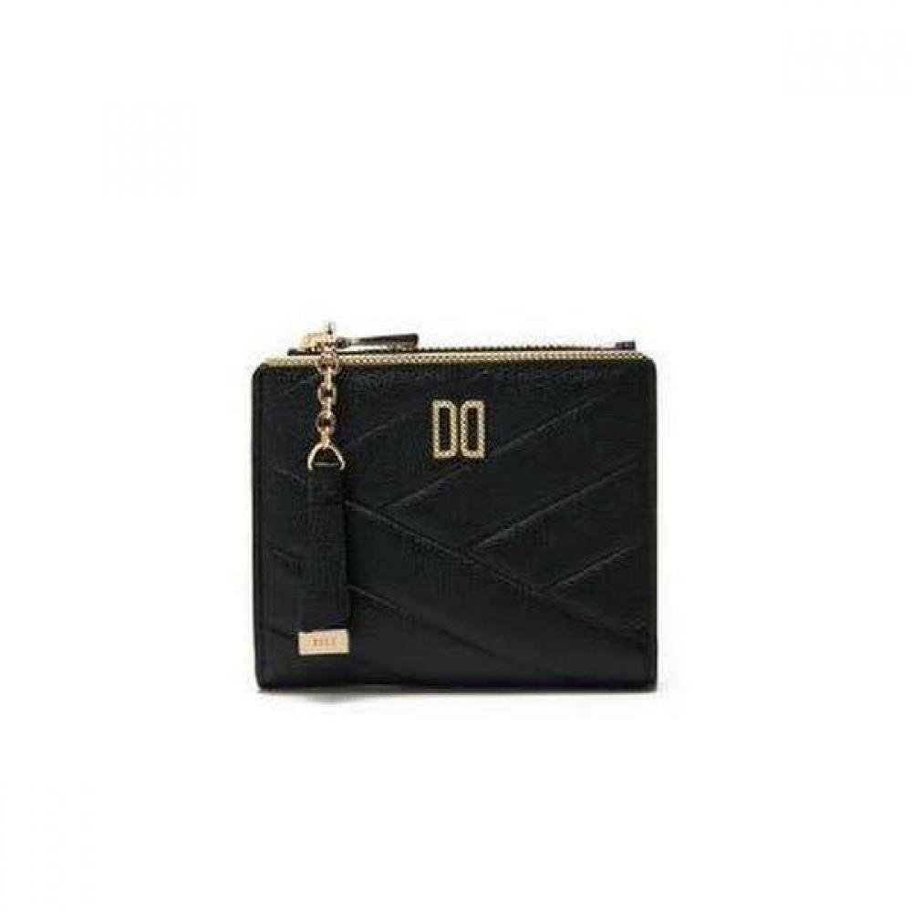 Daks Black Leather Dd Logo 2 Fold Top Zip Wallet Dcwa3e417bk