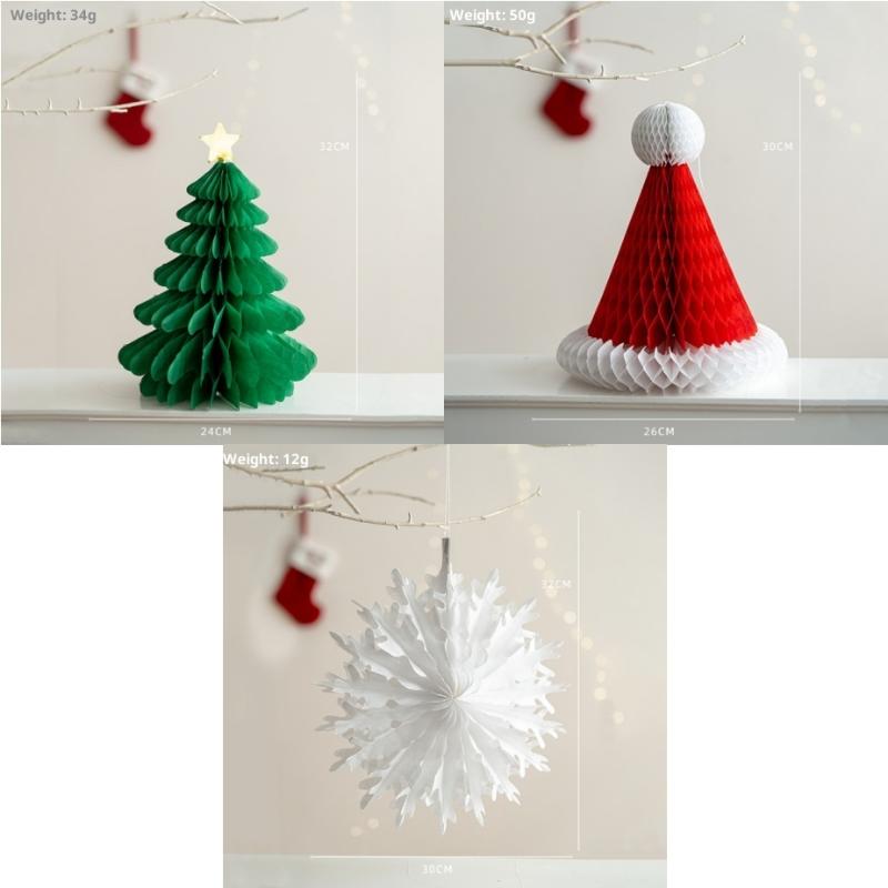 

2025-2026 Різдвяні прикраси Паперова стільникова куля Складана ялинка 3D прикраса Домашня весільна декорація Настільна прикраса