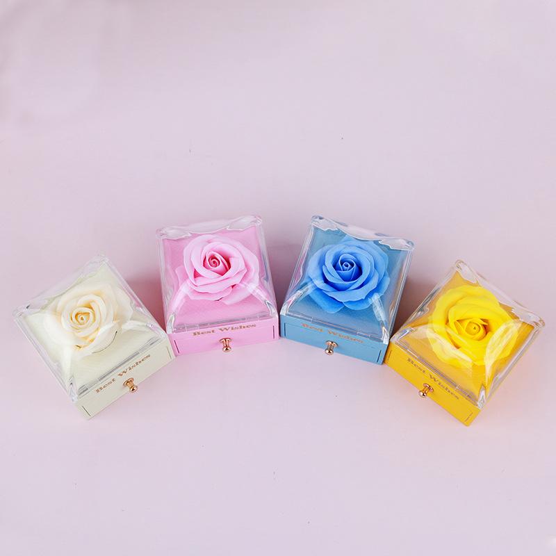 Luxury Rose Preserved Flower Jewelry Gift Box with Drawer for Valentine's Day