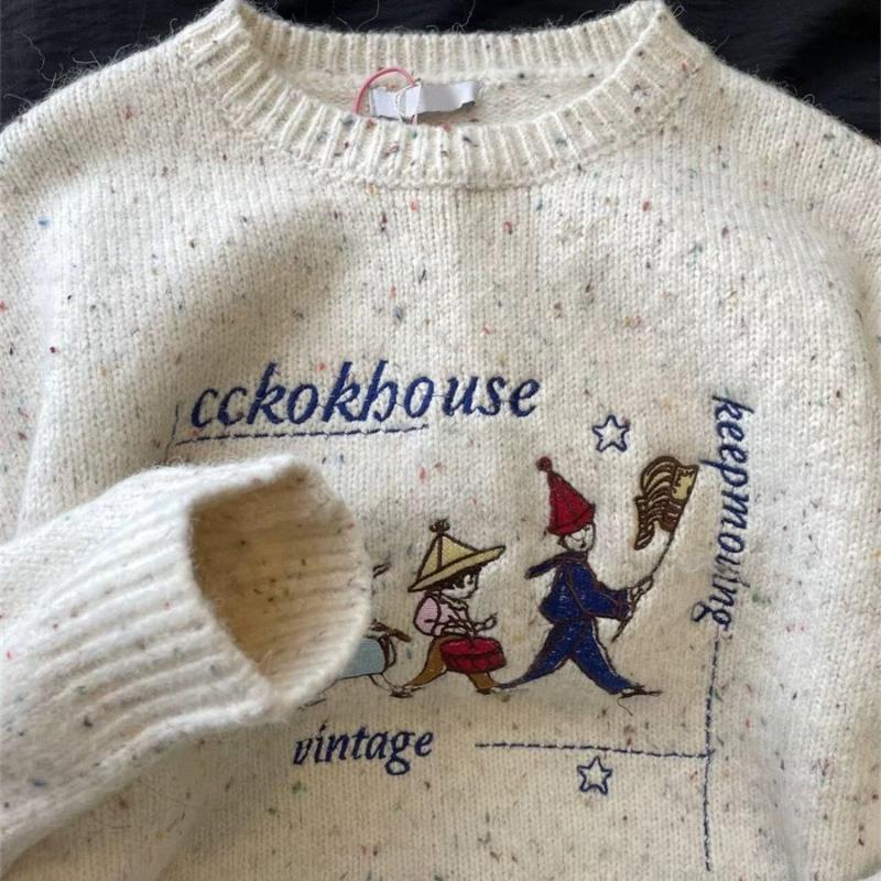 Женский вязаный свитер с рисунком жаккарда в стиле ретро, с круглым вырезом, осенний повседневный универсальный топ в стиле преппи