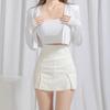 Schwarze knielange Rockhose für Damen - Sommerliche schlankmachende High-Waist-Rockshorts mit Schlitz