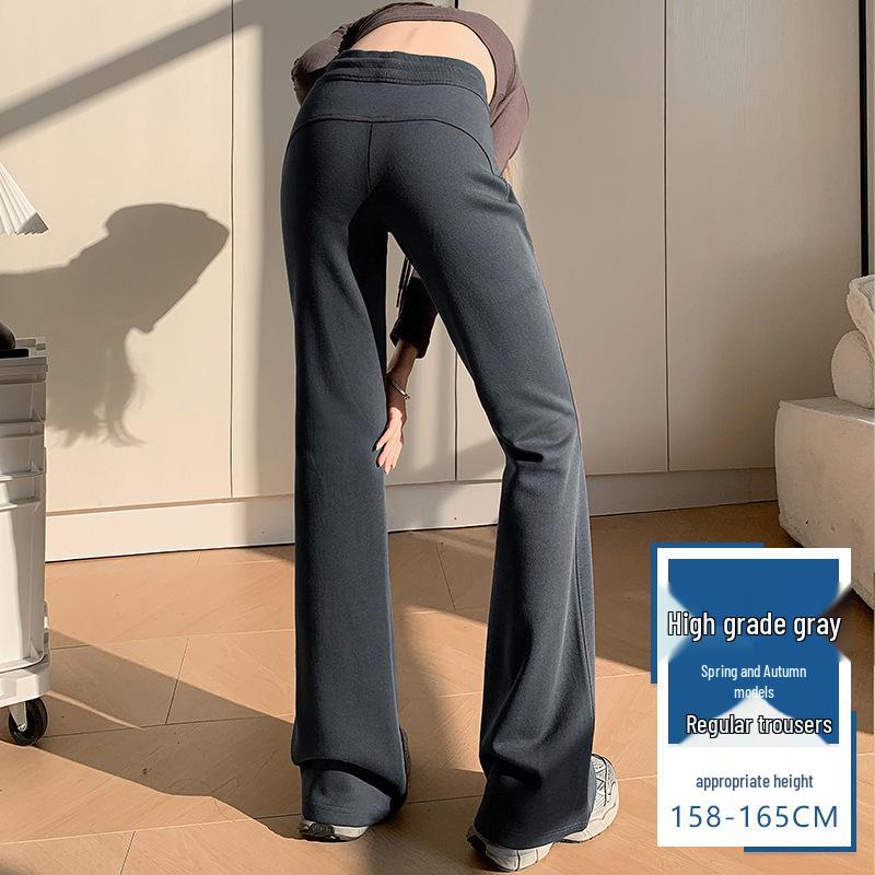 

2024 Флисовые Утягивающие Расклешенные Спортивные Штаны для Высоких Женщин - Слегка Острые, Идеальные для Весны, Осени и Зимы XL (Weight 120-130kg)