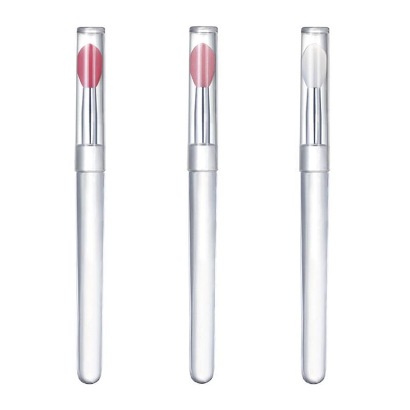 Portable Silicone Lip and Eyeshadow Brush with Dustproof Lid