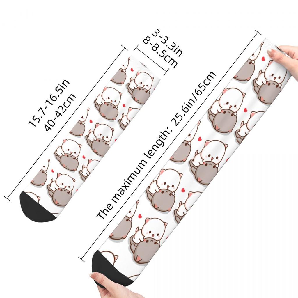 Winter Warme Coole Unisex Pfirsich und Goma Mochi Katzenliebhaber Socken Atmungsaktive Skateboard Socken