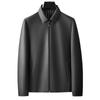 Autumn and Winter New Men's Genuine Leather Jacket Lapel Cowhide Men's Business Dad Wear Solid Color Versatile Jacket