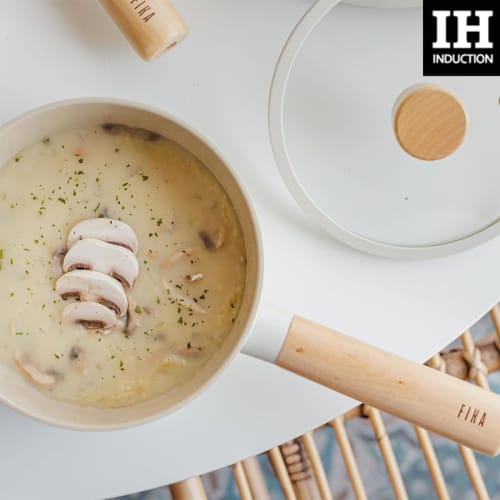 Neoflam Saucepan (18cm, 1.6L, with Lid), "Nordic European Style" with 5-Type Ceramic Coating, Induction, Highlight, Gas, and IH Compatible