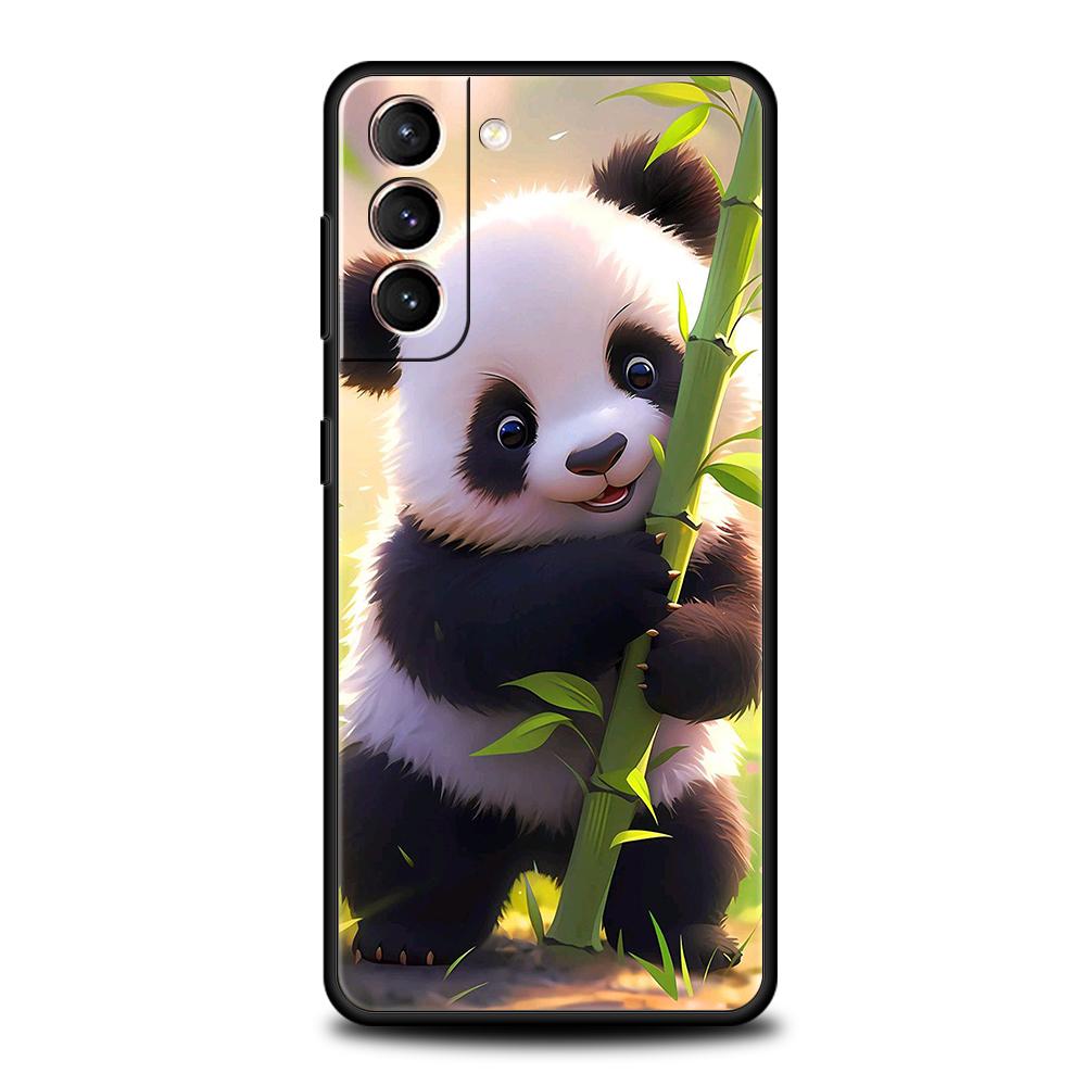 Cartoon Niedlicher Panda Handyhülle für Samsung Galaxy S24 S23 S22 S20 S21 FE Ultra S10 S10E S9 S8 Plus 5G Silikonhülle Fundas Tasche