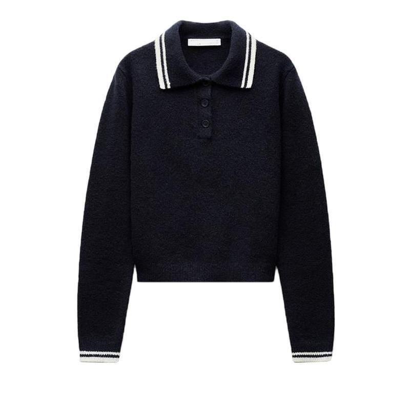 Fall and Winter New Women's Clothing Preppy Style Easiest for Match Comfortable Long Sleeve Polo Shirt Collar Knitting Sweater 3653122