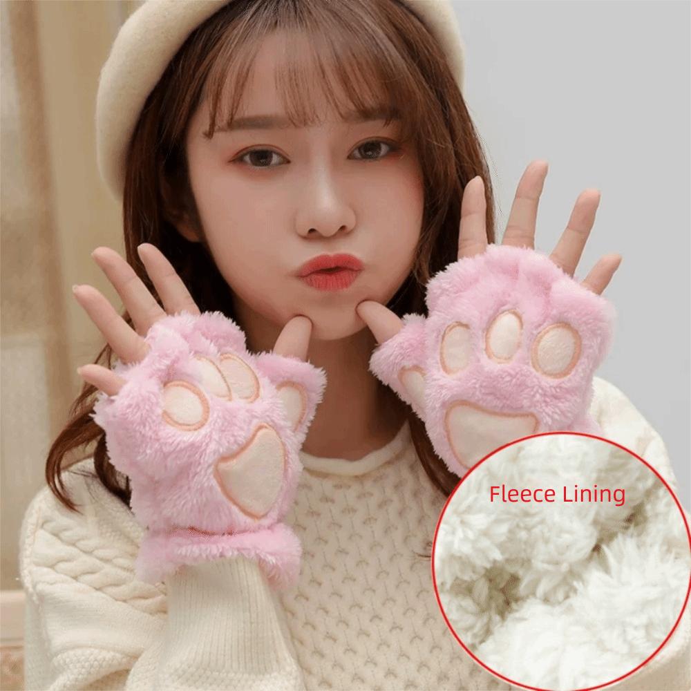 Bear Paw Furry Mittens Plush Animal Gloves Fashion Women Winter Gloves Cosplay