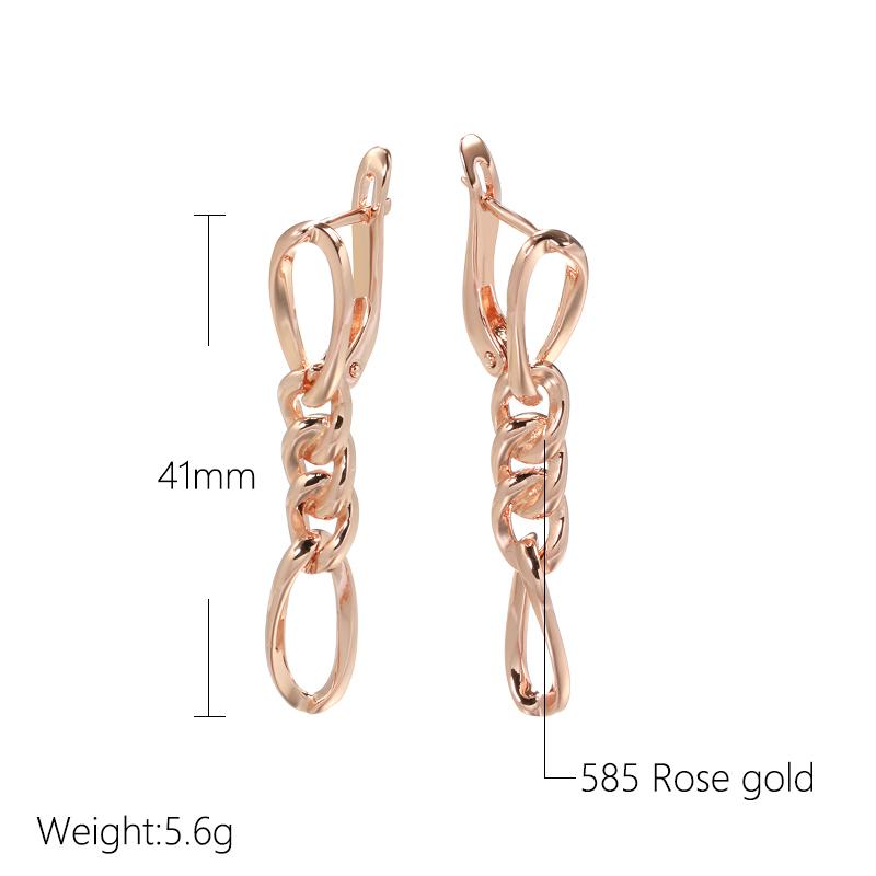 New Glossy  Rose Gold Long Earrings For Women Lovely Hollow Geometry Metal Earrings Cute Gift Fashion Vintage Jewelry