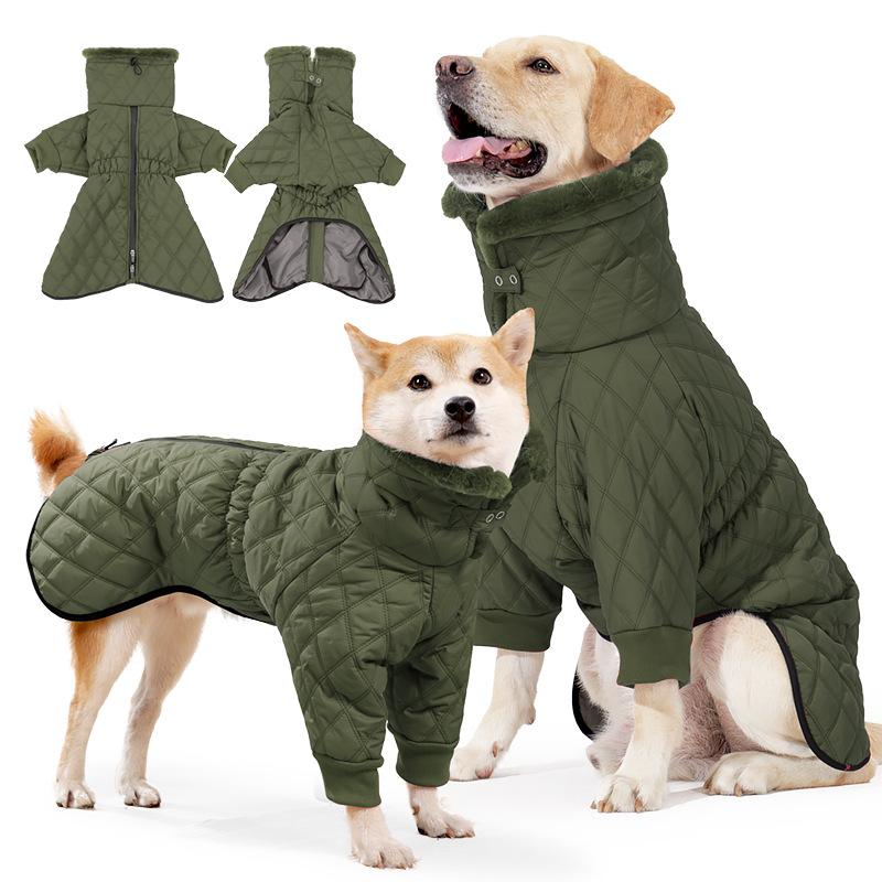 Dog Winter Warm Jacket High Collar Pet Jacket Small Medium Large Dogs Golden Retriever Waterproof Padded Warm Pet Coat Outfits