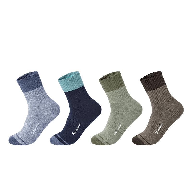PurCotton Striped Pure Cotton Mid-Calf Sports Socks (4-Pack) Mid W