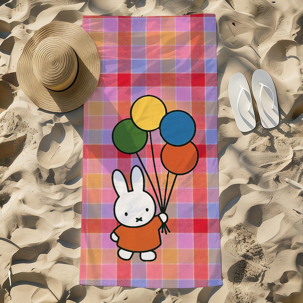 Cartoon M-Miffy Cute Kawaii Bunny Towel Beach Towel Oversized Quick Dry Towel Absorbent Soft Swim Beach Towels for Men Women