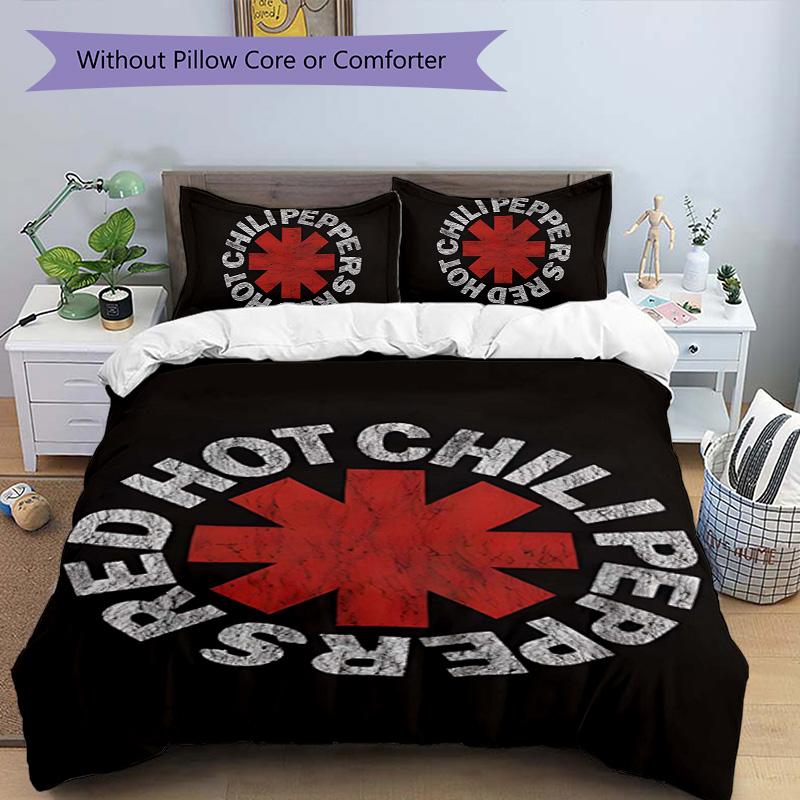 Red Hot Chili Peppers 3pcs Bedding Set Duvet Cover Closure Includes 1 Duvet Cover & 2 Pillowcases for All Seasons Bedroom Home Dorm Decor