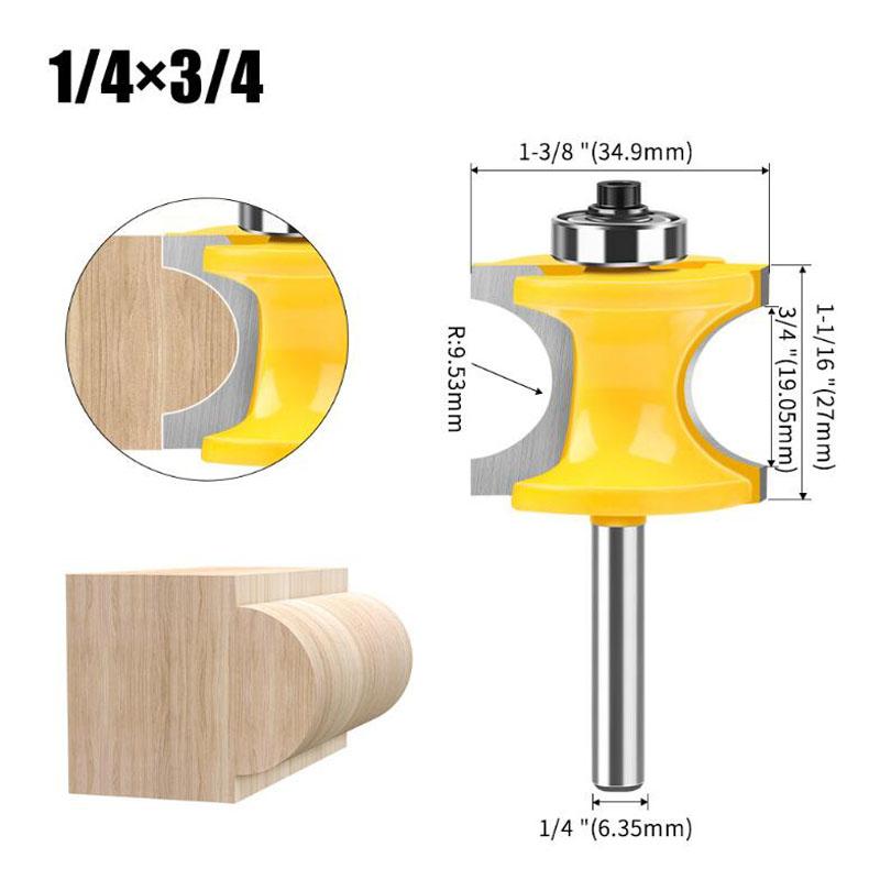 6mm Shank 1/4inch Shank Half Round Bit Convex Edging Bits for Wood End Mill Woodworking Tool Industrial Grade Milling Cutter