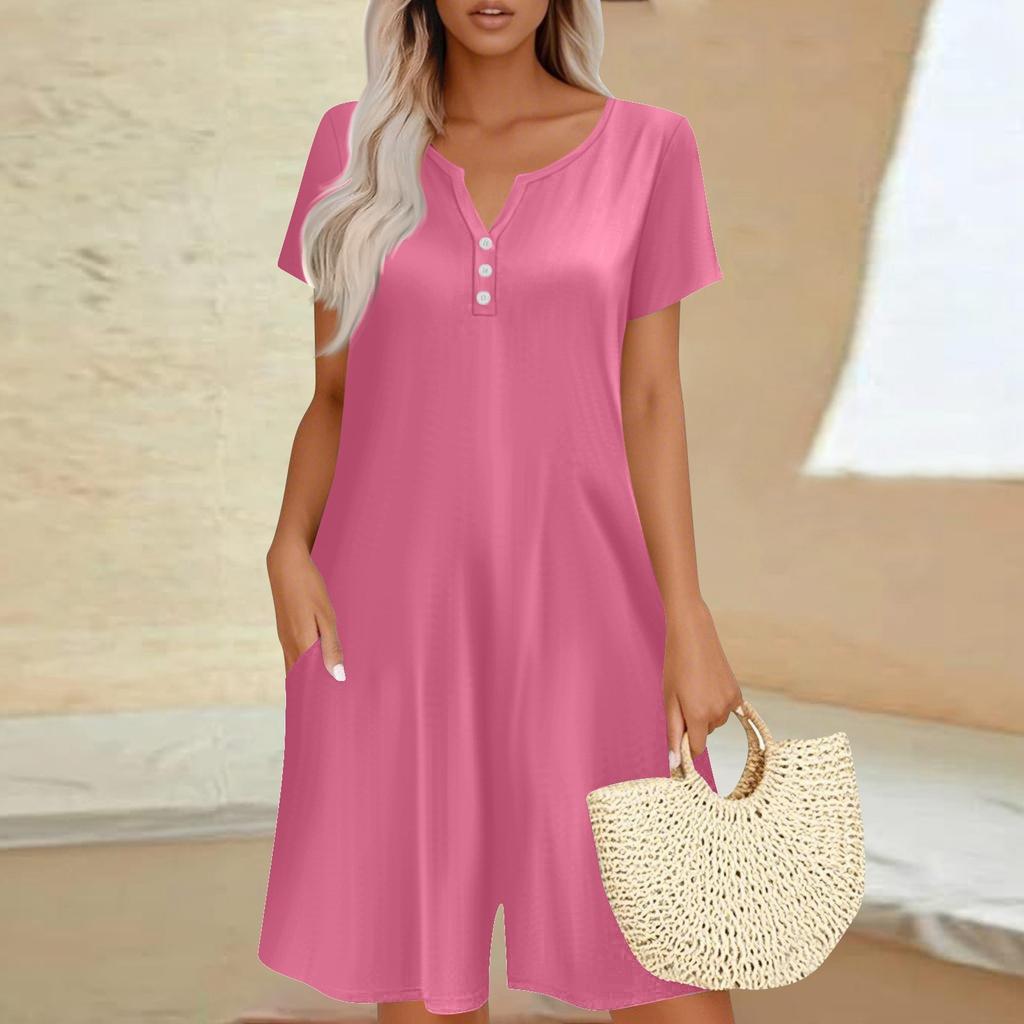 Womens Casual Short Sleeve Jumpsuit Fashion Top Jumpsuit Shorts Rompers With Pockets