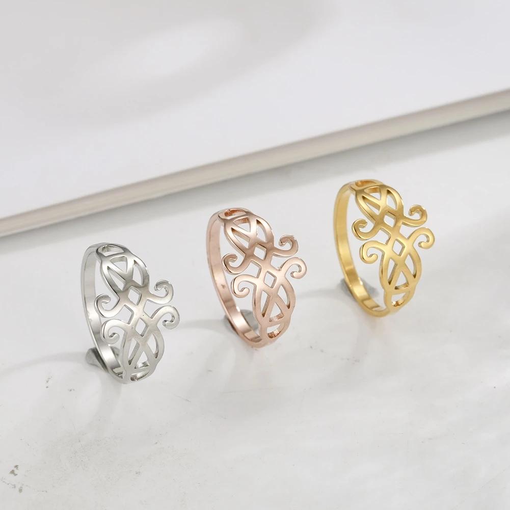 Cazador Vintage Flower Filigree Ring Women Gold Color Stainless Steel Finger Rings Jewelry Anniversary Birthday Mother Gift