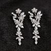 Exquisite Rhinestone Flower Long Drop Earrings - Eye-Catching Party Accessories