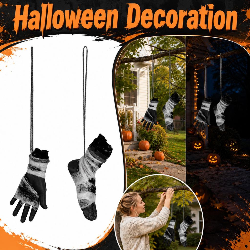 Halloween Scary Rope Hand and Foot Binding Prop with Bloody Wound Wraps for House Room Party Decorations