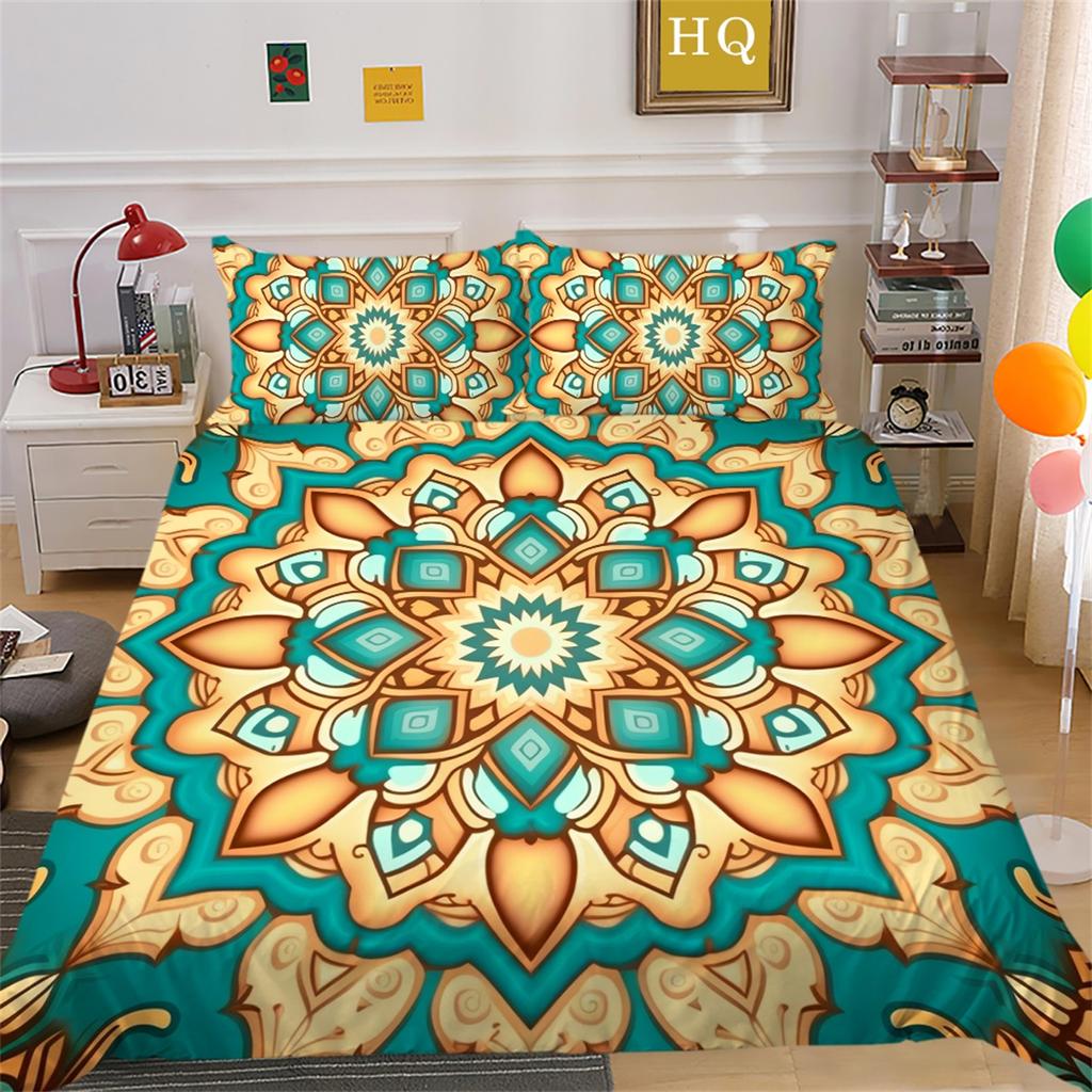 3D Indian Theme Bedding Set Paisley Flower Duvet Cover Pillowcase 2/3 US/UK/EU/AU Full Size Soft Quick Drying Decorative Quilt Cover
