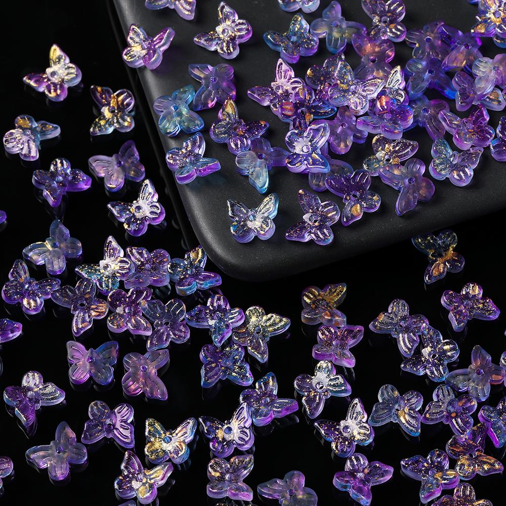 10 Stück/Lot Glasplattierte Schmetterlingskristallperlen, lose Perlen, handgefertigtes DIY-Bastelzubehör für Armbänder, Ohrringe und Schmuckherstellung