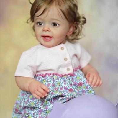 24'' 60cm Lifelike Reborn Baby Doll Yannik Soft Cloth Body Princess Girl Toddler Newborn Doll 3D High Color Painted Skin Curly Hair Emulation Doll Toy