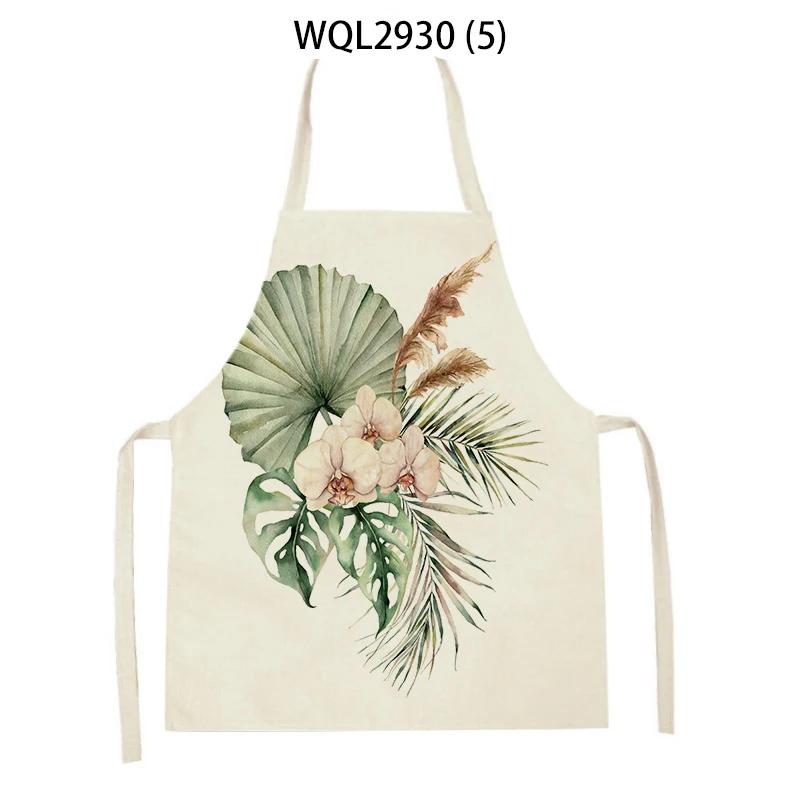 Cleaning Supplies Flower Plants Pattern Kitchen Aprons Sleeveless Linen Aprons Home Cooking Baking Accessories Antifouling Apron