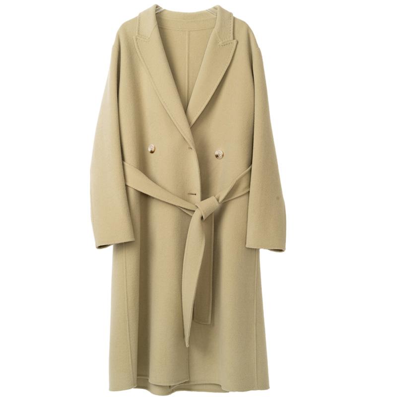 

Женское кашемировое пальто Qinghe кашемир 30% кашемир 70% шерсть женское осенне-зимнее кашемировое пальто куртка мягкая и теплая S зелёный