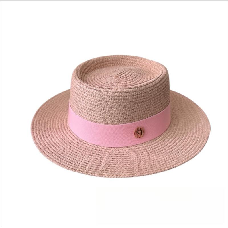 New Summer Straw Sun Hats for Women Ladies Fashion Flat Brim Ribbon Beach Hat Travel Dress Cap Chapeau Femme