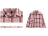 Women's Pink Plaid Polo Collar Shirt Jacket - 2024 Summer, Mid-Length, Sun Protection, Long Sleeve Top