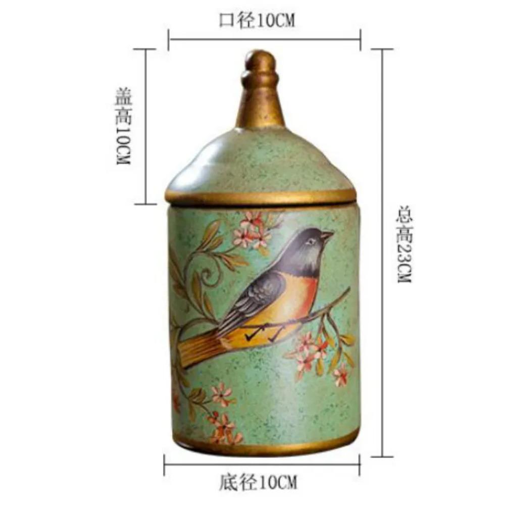 Vintage Ceramic Storage Jars Kitchen Sugar Jar Tea Can Enamel Moisture-proof Tea Jar Storage Jar, Antique Household Ornament