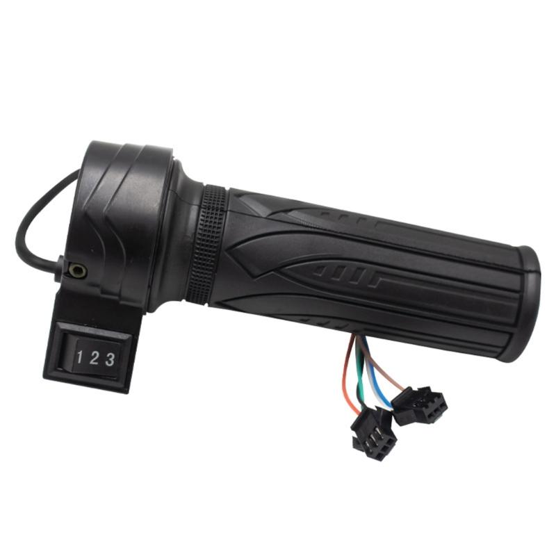 Electric Bike Twist Grip Control Handle with Built In 1 2 3 Selector, Textured Anti Slip Hold and Lead Set Repair Part for Maintenance