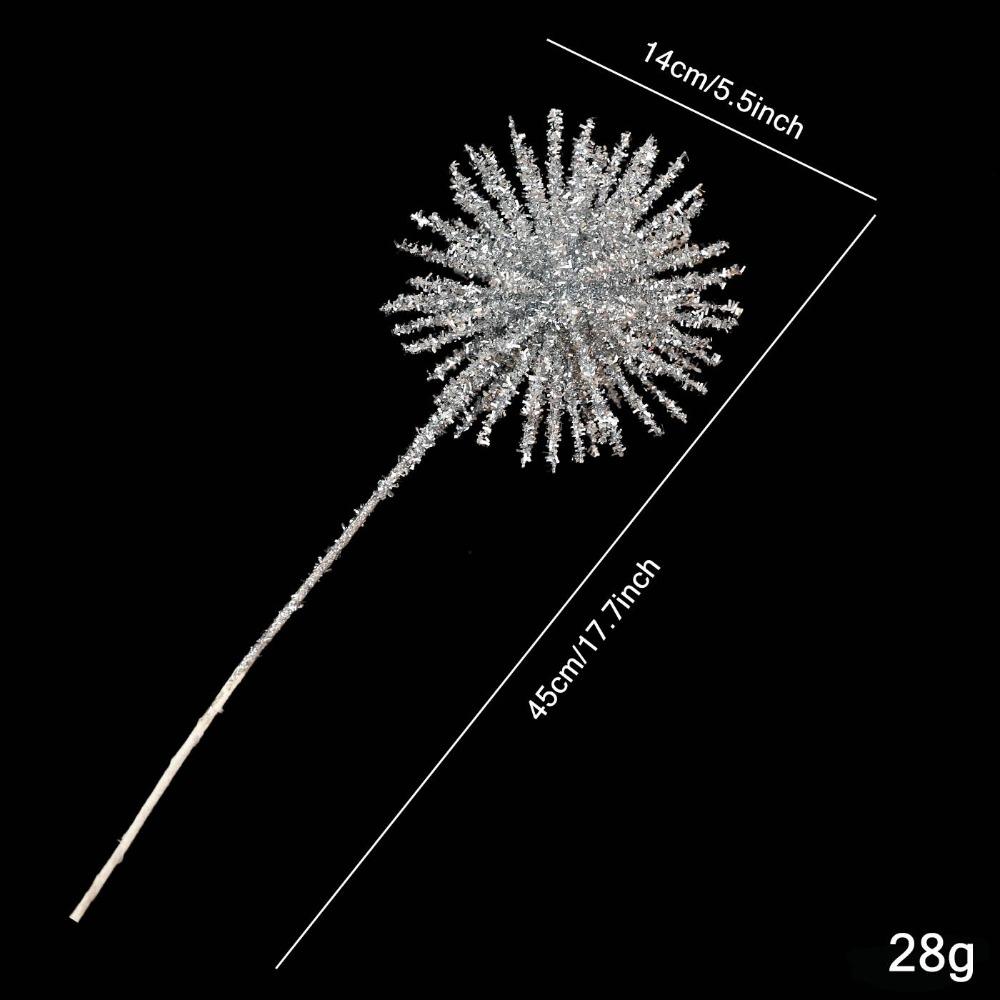 

Plastic Christmas Artificial Flowers Glitter Simulated Glitter Fake Flower DIY 45cm Floral Arrangements Christmas Decor as серебряный