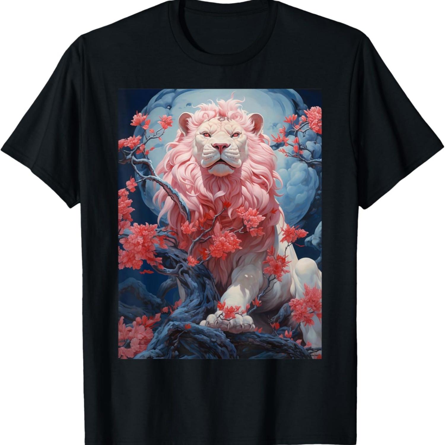 Lion and  Cherry Blossom T-Shirt S чёрный