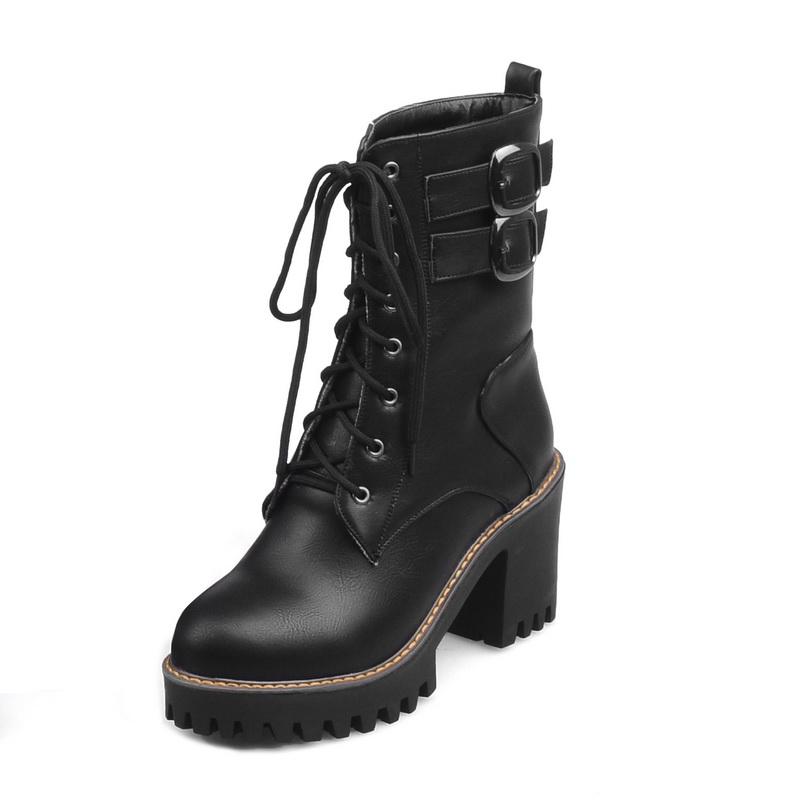 

Женские короткие сапоги на высоком каблуке осенне-зимние универсальные римские короткие сапоги на толстом каблуке большого размера 43 чёрный