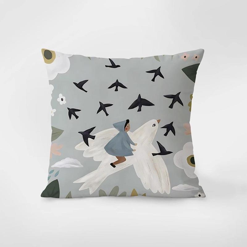 Cozy Desk Scene Throw Pillow Cover, Teapot & Book Pattern Cushion Case for Home Decor