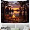2D Flat - 2D Flat - 2D Flat Print 1pc Tapestry Campfire Sunset Forest Tapestry, Cozy Nature Wall Hanging Ideal Interior Decor for Bedrooms, Living Roo