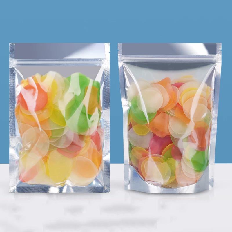 100 Transparent Aluminum Foil Self-Sealing Bags, Food-Grade Storage Bags, Reusable Packaging Bags, with Customizable Logo