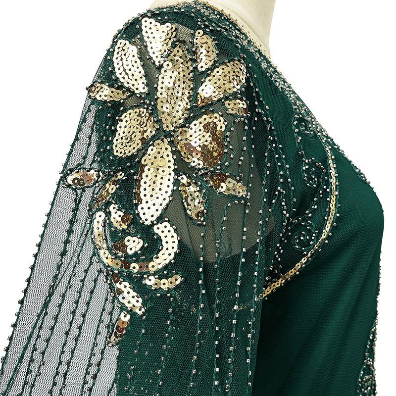 Vintage sequined Gatsby prom fringed dress dinner party dress plus size sexy dress