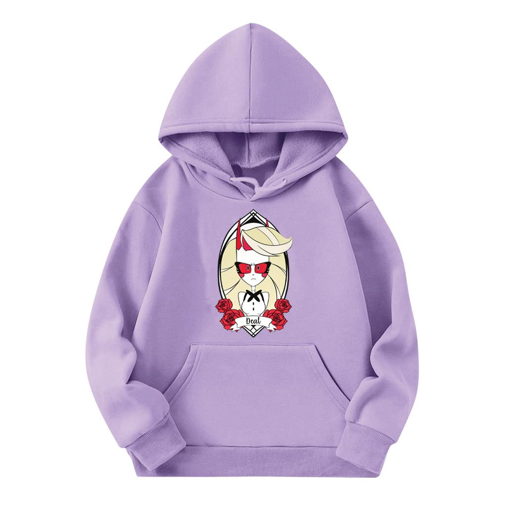 Child Fashion Lightweight Long Sleeve Pullover With Pockets  Print Hoodie