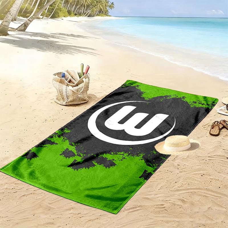VfL Wolfsburg Print Strandtuch, Großes Weiches Schnelltrocknendes Handtuch für Strand Camping Schwimmen