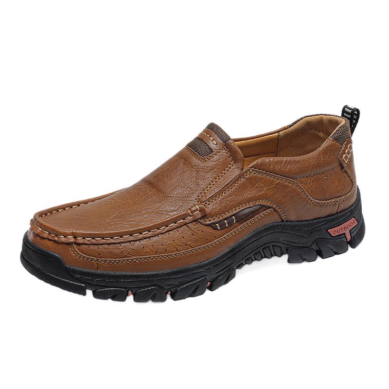 2026 Men's Non-slip Durable Leather Slip-on, Thick Sole Outdoor Work Shoes