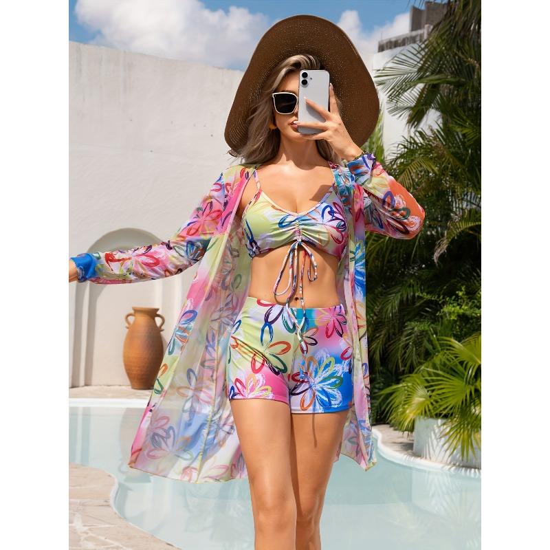 Bikini Three-piece Swimsuit Women's Split New Blouse Bow Fashion Beach Swimsuit