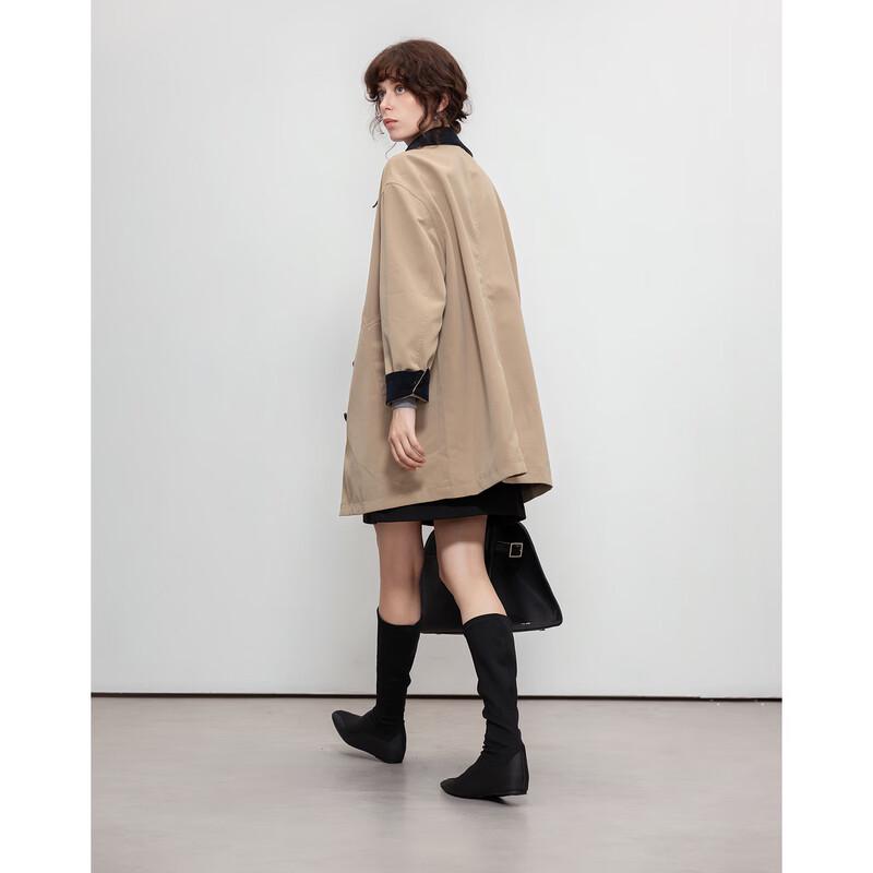 Demana Women's Retro Contrast Lapel Windbreaker