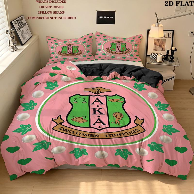 Aka Pattern Bedding Quilt Set Quilt Cover Pillowcase Home Birthday Gift(1 * duvet cover + 2 * pillowcase, without core)