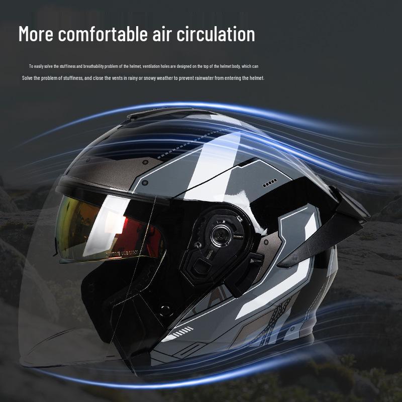 3C Certified Dual Lens Motorcycle Helmet for All Seasons – Unisex, Half and Full Face Options for Winter Riding