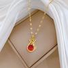 Red Lucky Bag Fashionable Light Luxury Temperament Gorgeous Full Diamond Necklace Female Versatile Collarbone Chain Titanium Steel Chain
