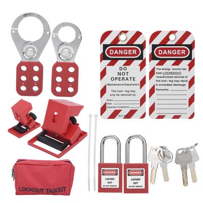Kit di Lockout Tagout Multifunzionale con Lucchetto di Sicurezza Rosso e Targhetta di Avvertimento Portatile