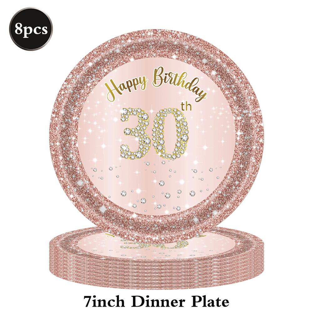 30th Birthday Decorations For Her Rose Gold Plates Napkins CupsTablecloths Hello30 Balloons 30th Birthday Party Favors For Women